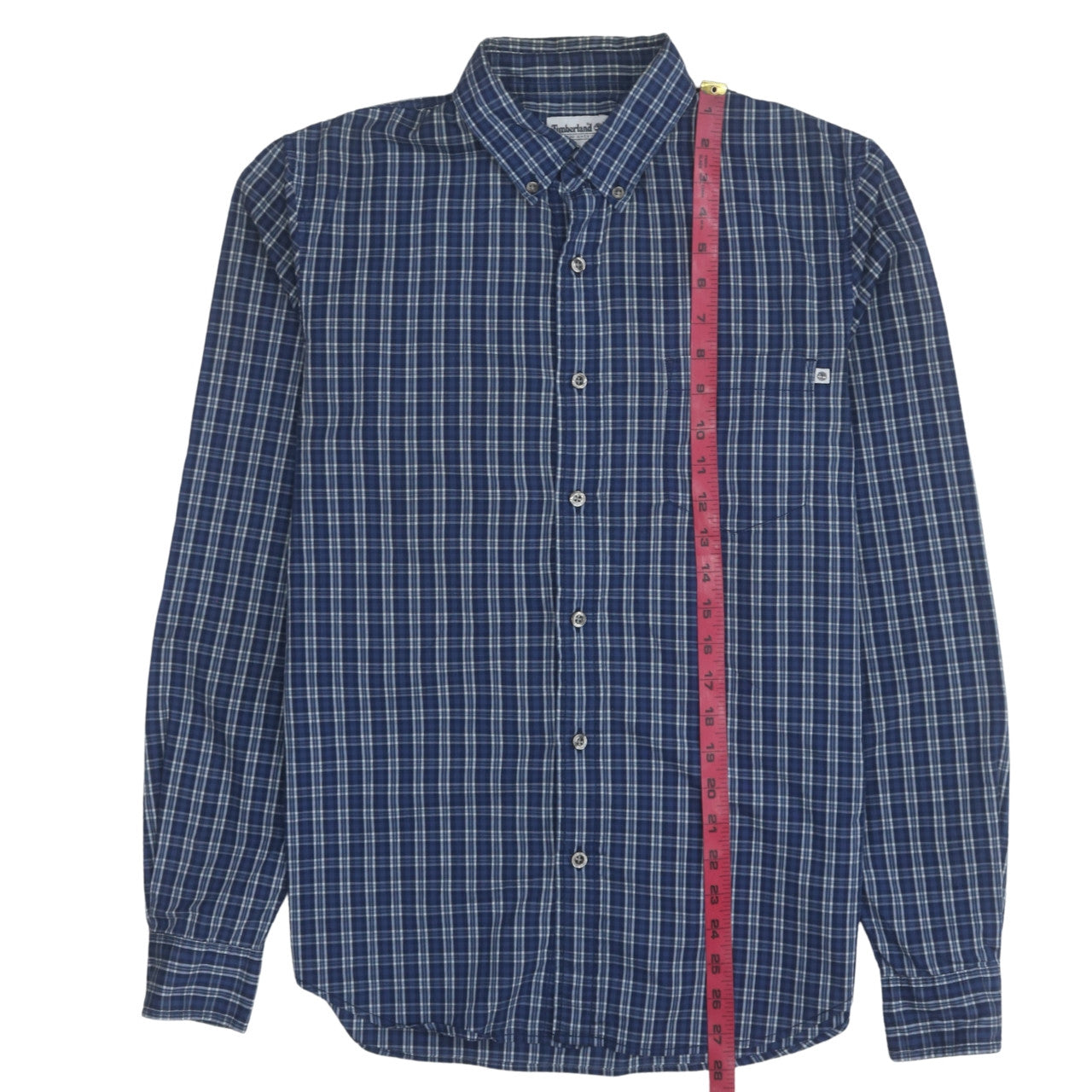 Timberland Men's Blue Check Long Sleeve Button-Up Shirt L