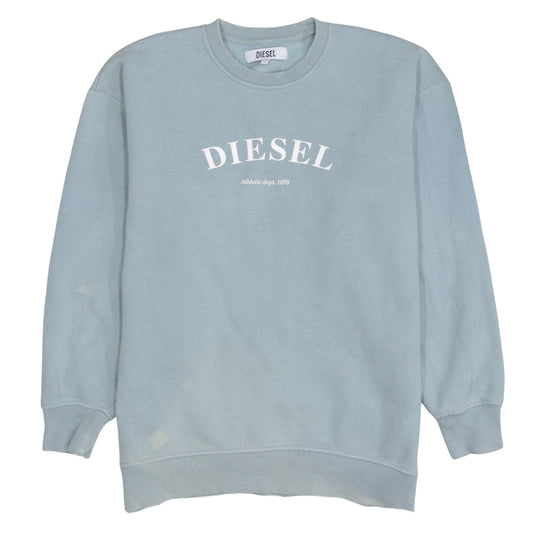 Diesel Women’s Blue Cotton Blend Logo Sweatshirt Size L