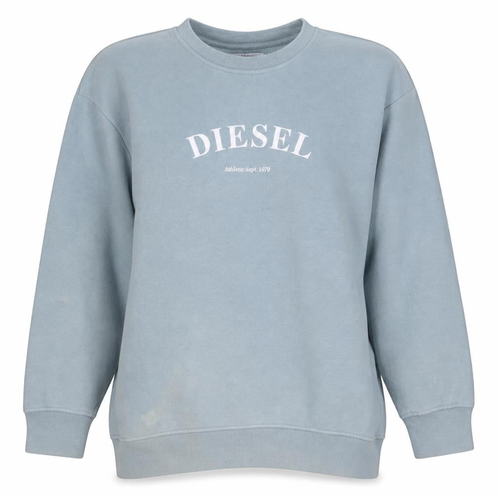 Diesel Women’s Blue Cotton Blend Logo Sweatshirt Size L