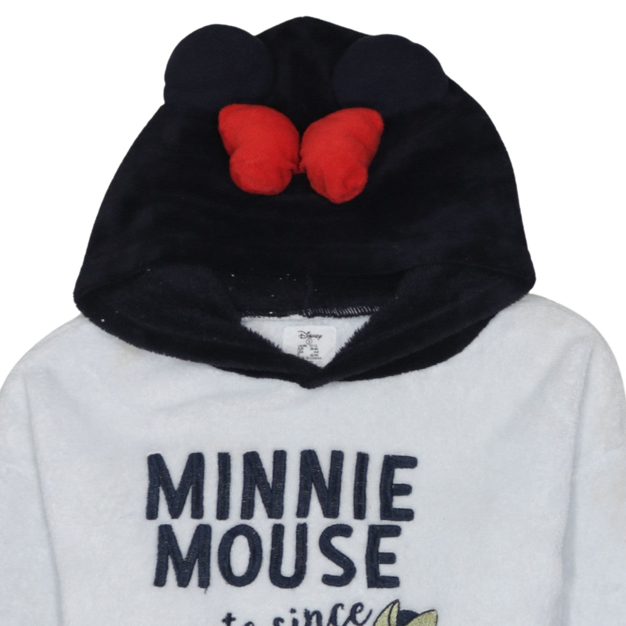 Disney Women’s Minnie Mouse Fleece Pyjama Top S 10-12 White Hooded Winter Loungewear