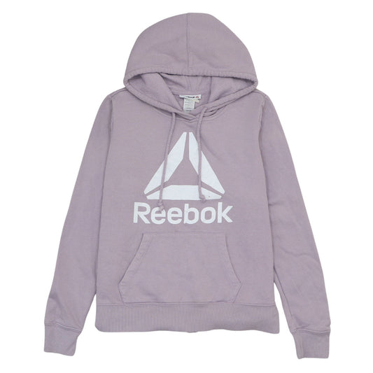 Reebok Womens Purple Pullover Hoodie Medium Cotton Blend Logo Gymwear