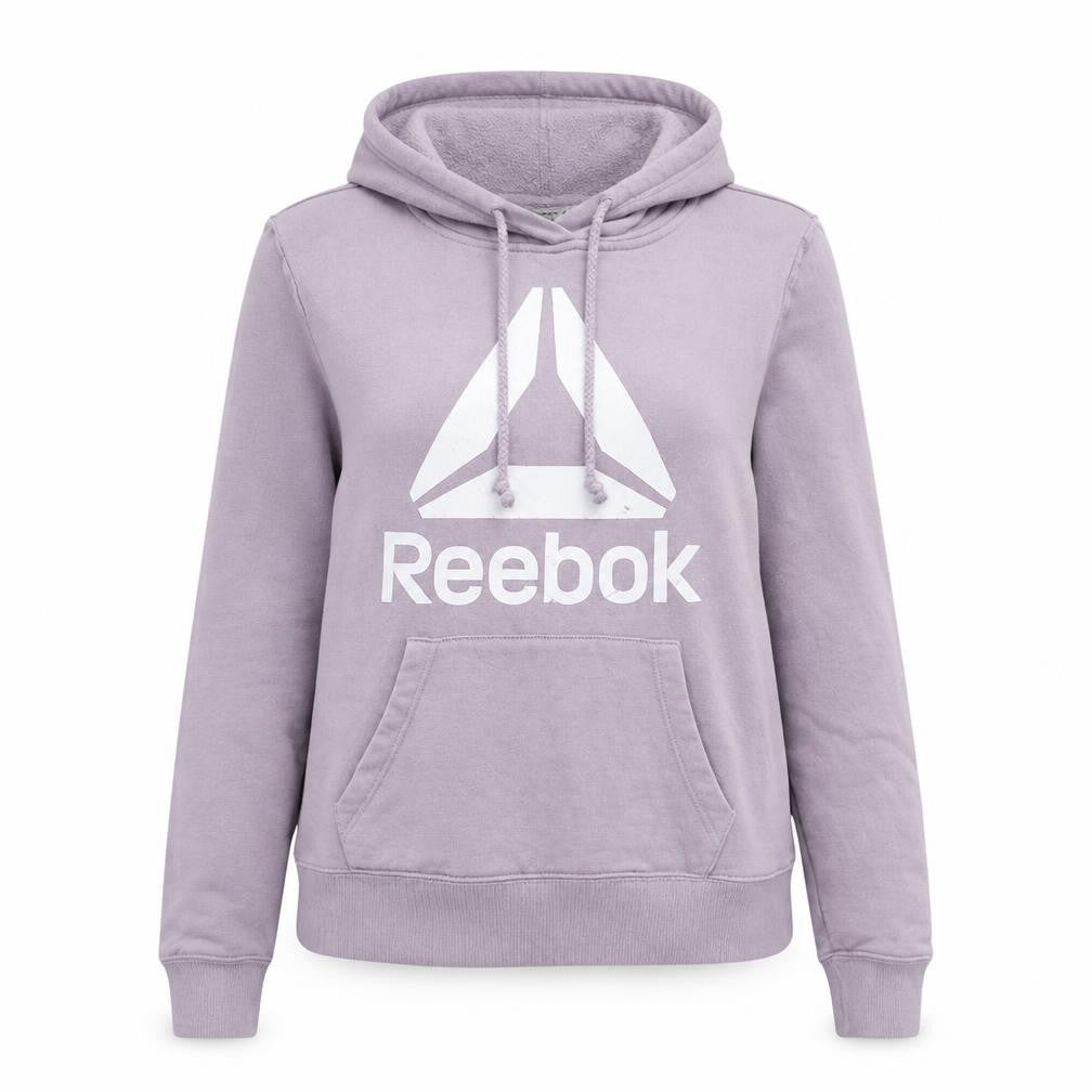 Reebok Womens Purple Pullover Hoodie Medium Cotton Blend Logo Gymwear