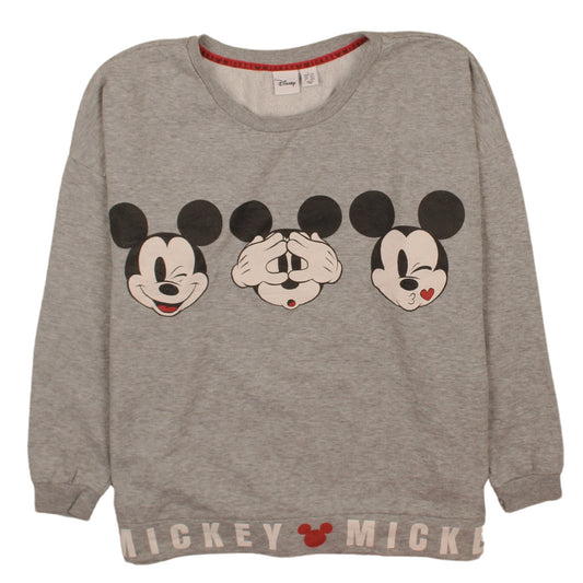 Disney Women Grey Mickey Mouse Pullover Sweatshirt Size L