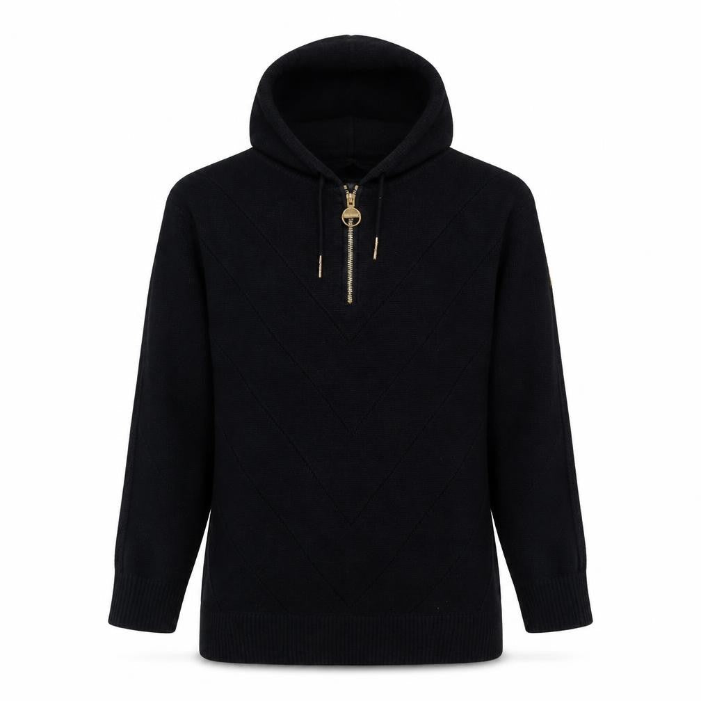 Barbour International Black Cotton Hooded Half Zip Men's Jumper S