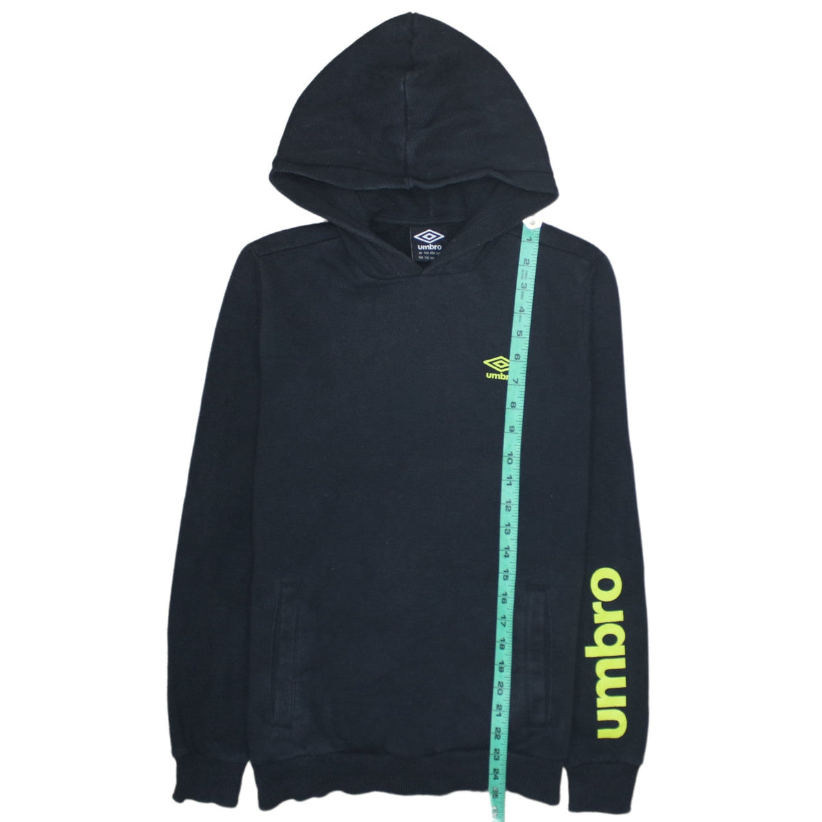 Umbro Boys Black Pullover Hoodie XLB 176cm Logo Print Cotton Blend