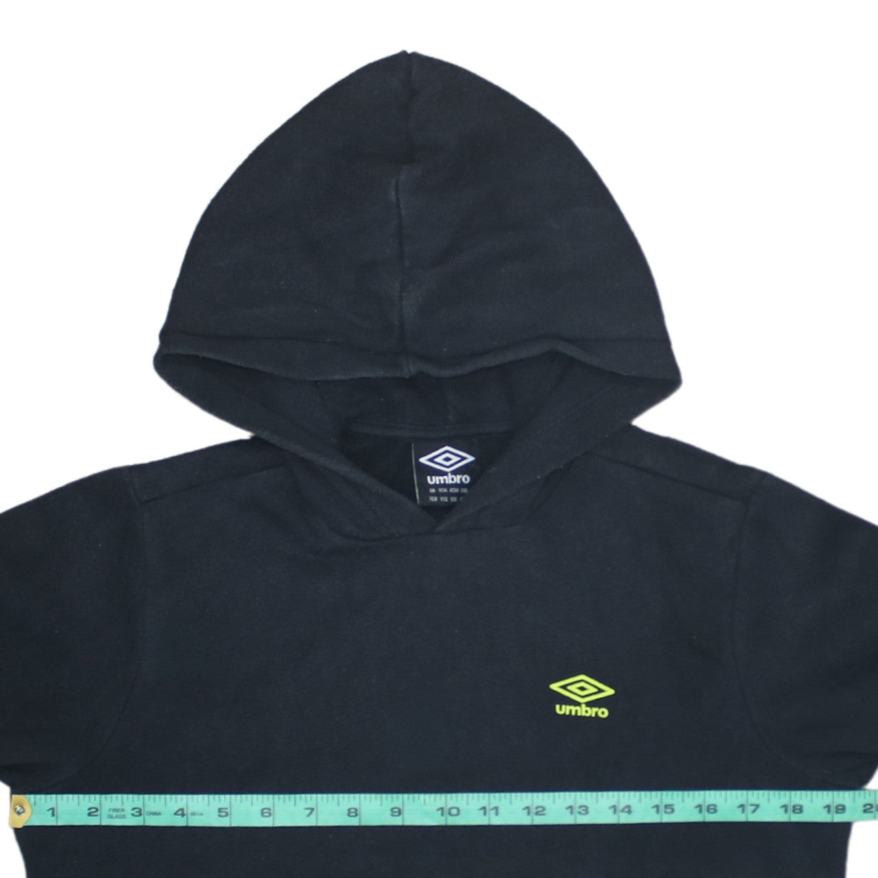 Umbro Boys Black Pullover Hoodie XLB 176cm Logo Print Cotton Blend