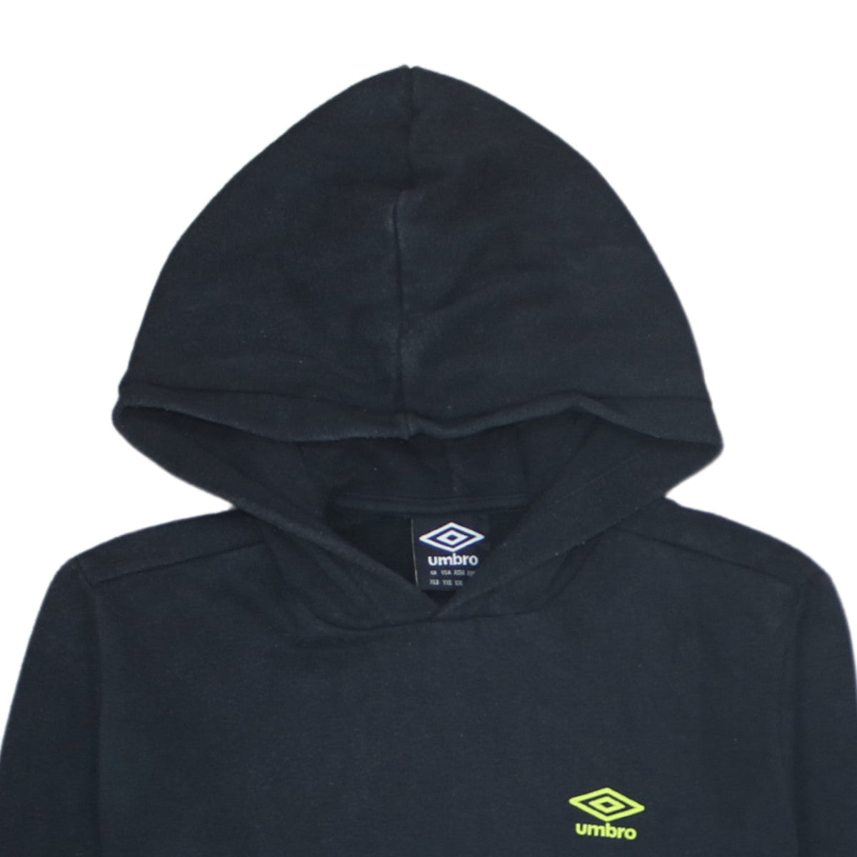 Umbro Boys Black Pullover Hoodie XLB 176cm Logo Print Cotton Blend