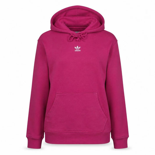 Adidas Women Pink Pullover Hoodie Small Logo Cotton Casual