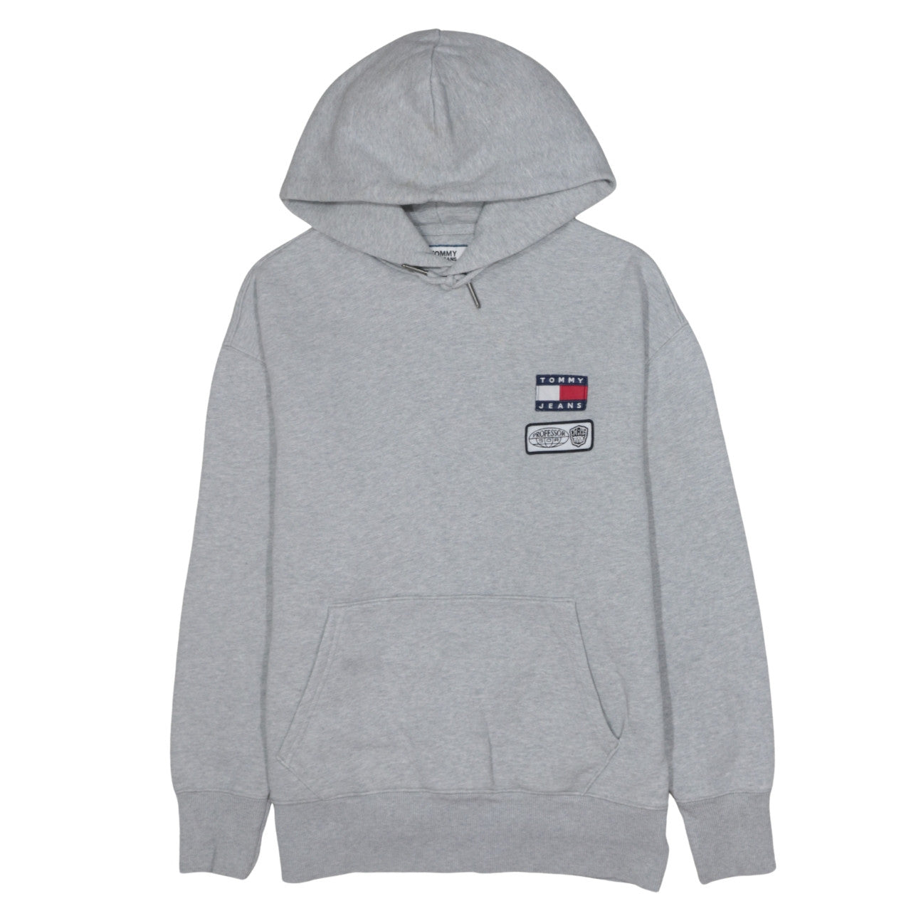 Tommy Jeans Men's Grey Pullover Hoodie L Embroidered Logo