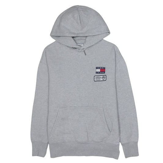 Tommy Jeans Men's Grey Pullover Hoodie L Embroidered Logo