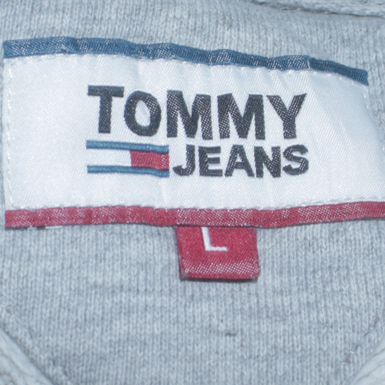 Tommy Jeans Men's Grey Pullover Hoodie L Embroidered Logo