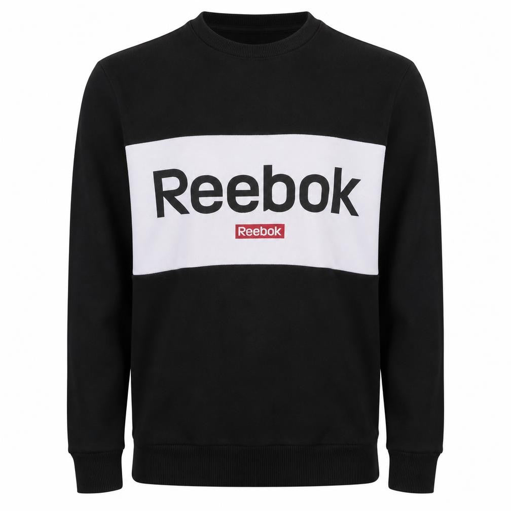 Reebok Men's Black & White Logo Sweatshirt M Regular Fit