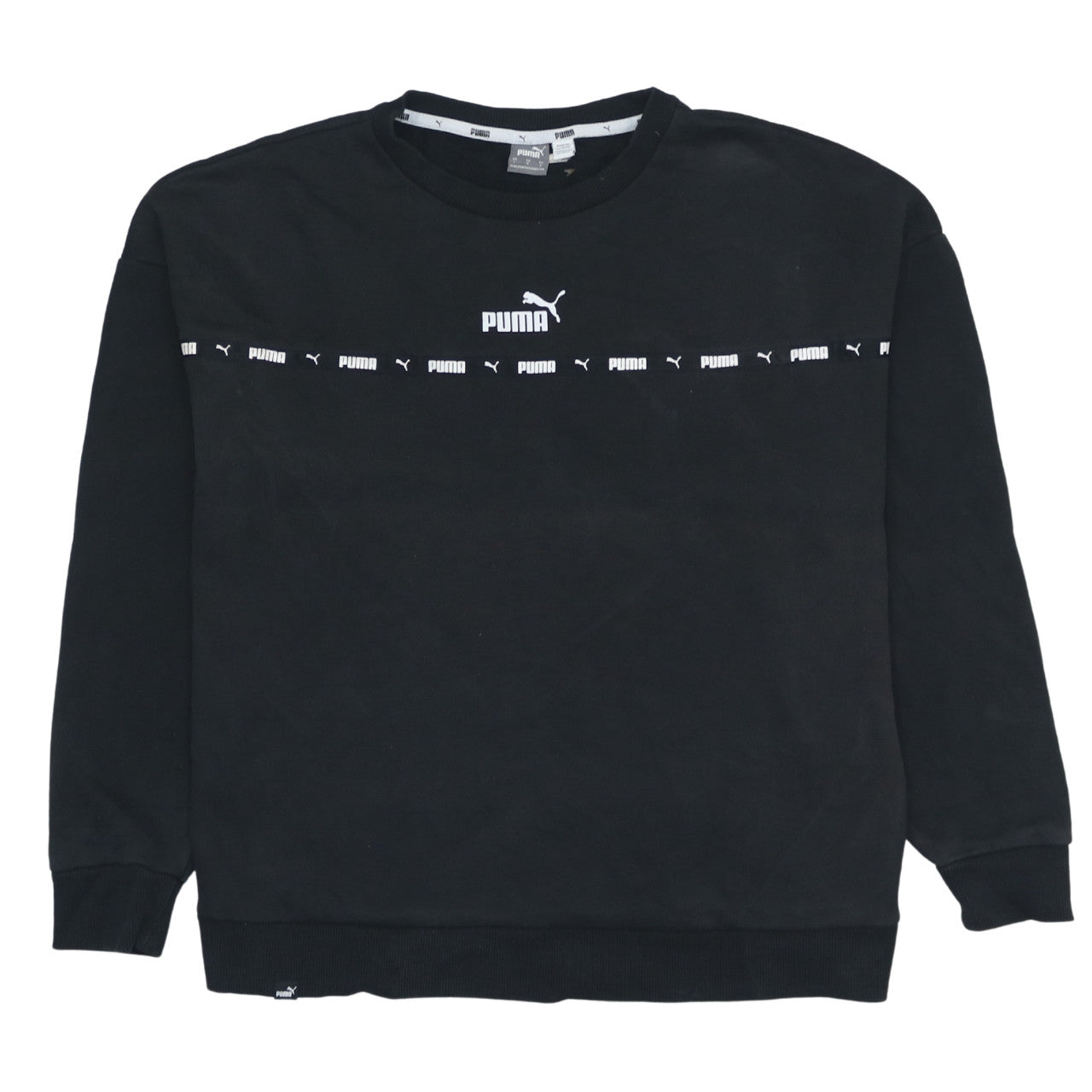 Puma Womens Black Logo Crew Neck Pullover Sweatshirt Size L
