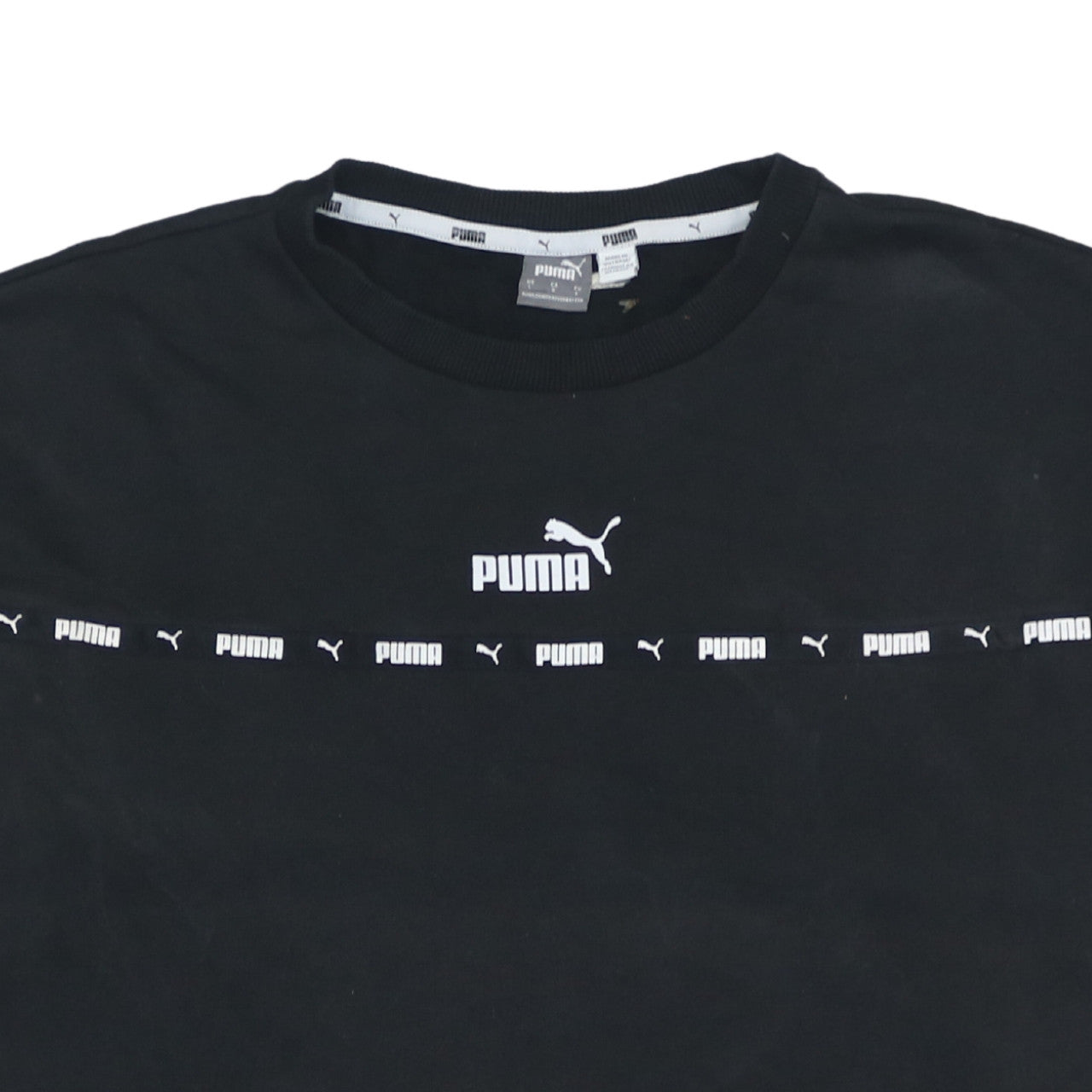 Puma Womens Black Logo Crew Neck Pullover Sweatshirt Size L