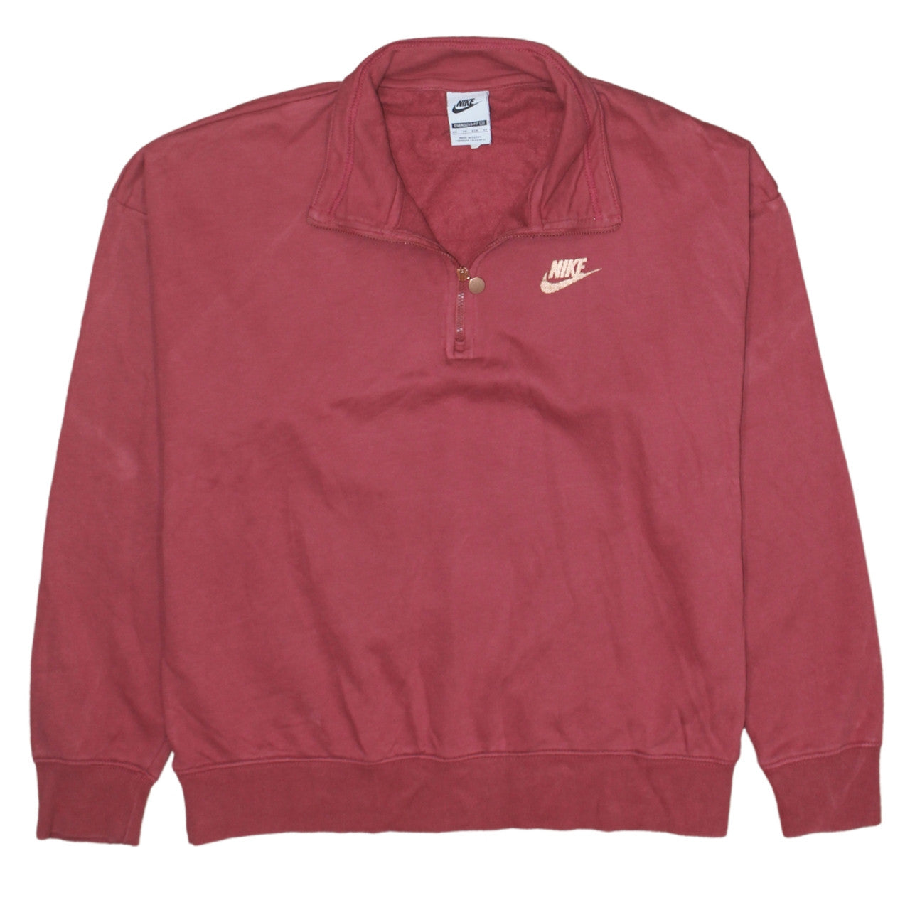 Nike Womens Red XS 1/4 Zip Oversized Sweatshirt Pullover