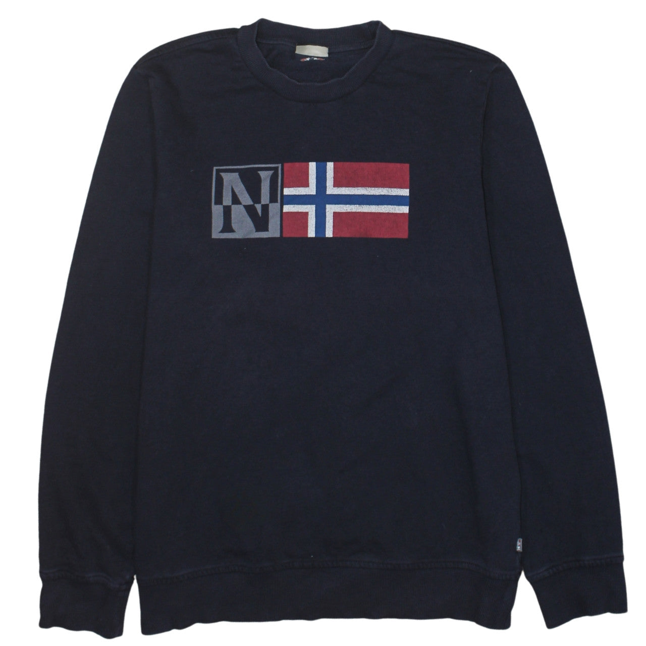 Napapijri Mens Blue Crew Neck Logo Sweatshirt Size L