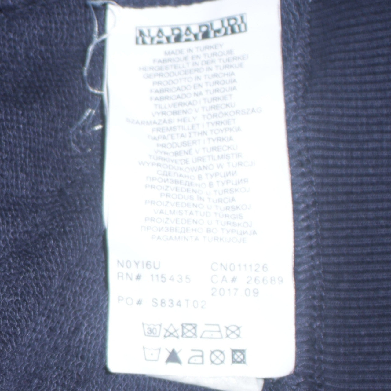 Napapijri Mens Blue Crew Neck Logo Sweatshirt Size L