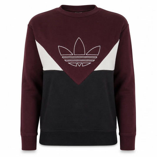 Adidas Women Burgundy Black Colourblock Logo Sweatshirt Size 4