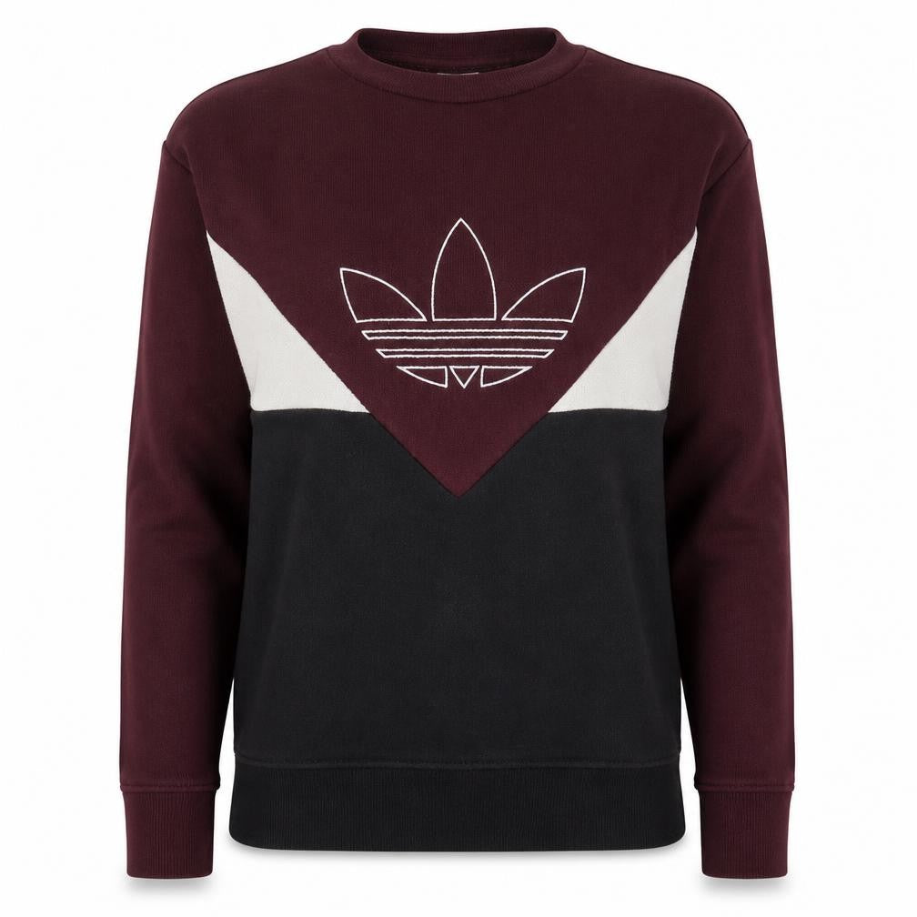 Adidas Women Burgundy Black Colourblock Logo Sweatshirt Size 4