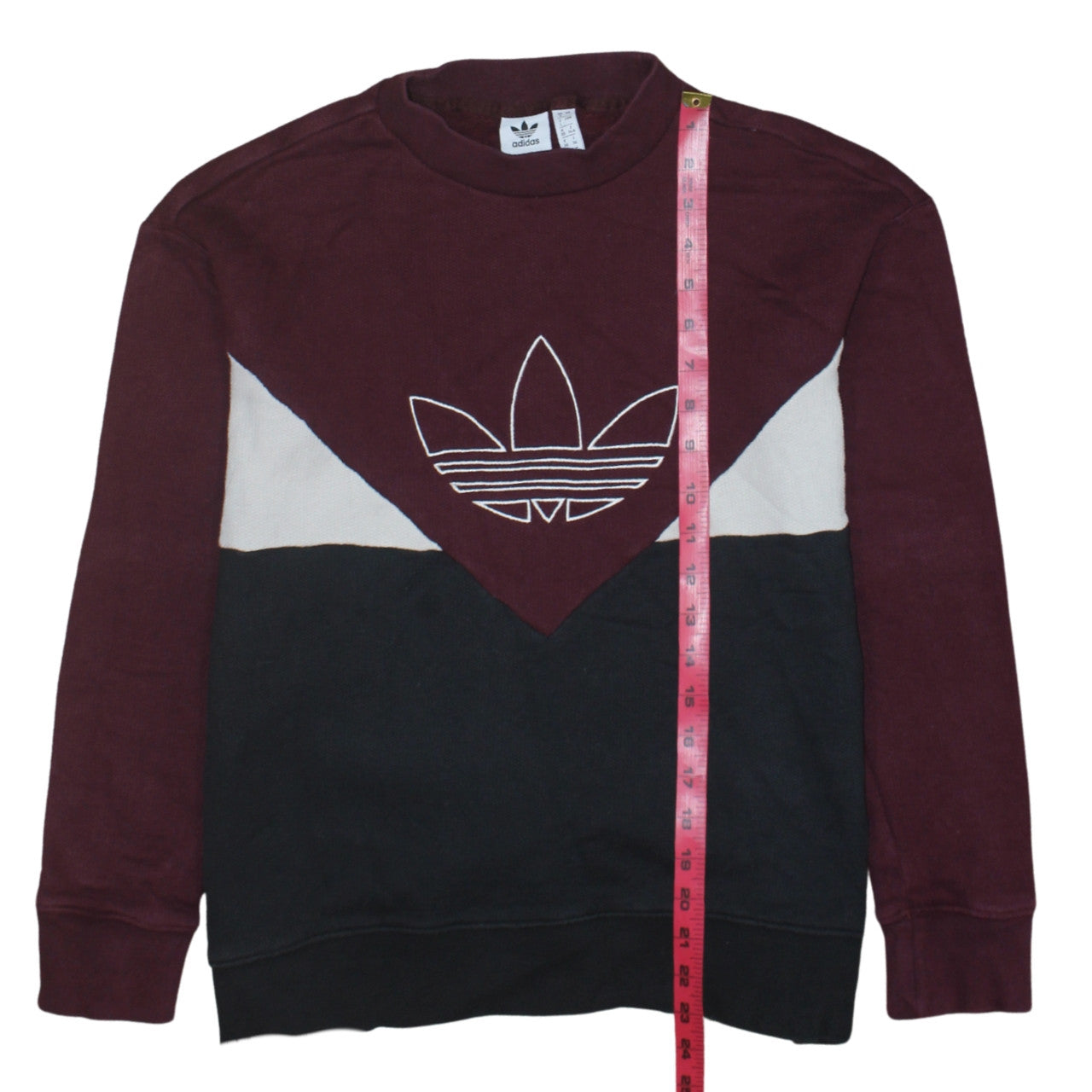 Adidas Women Burgundy Black Colourblock Logo Sweatshirt Size 4