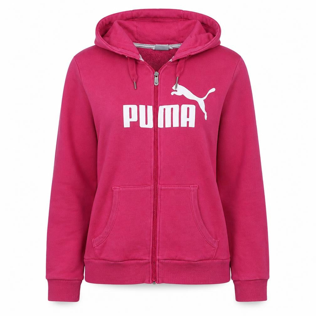 Puma Womens Pink Full Zip Hoodie Size 14 Cotton Blend Casual