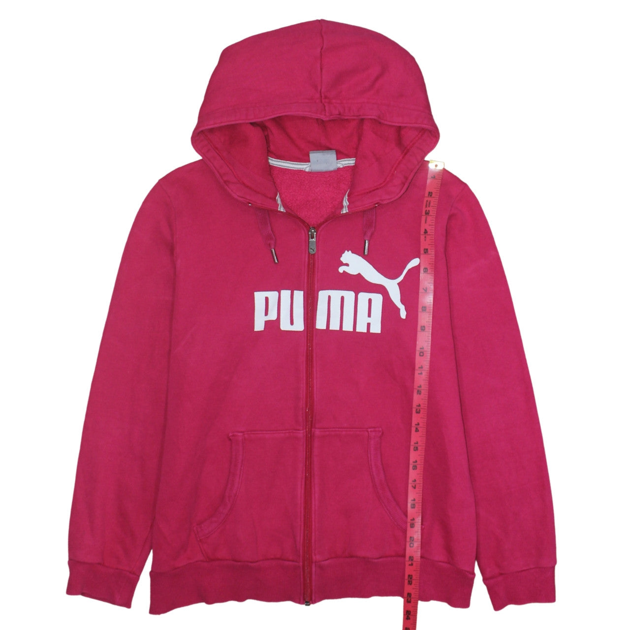 Puma Womens Pink Full Zip Hoodie Size 14 Cotton Blend Casual