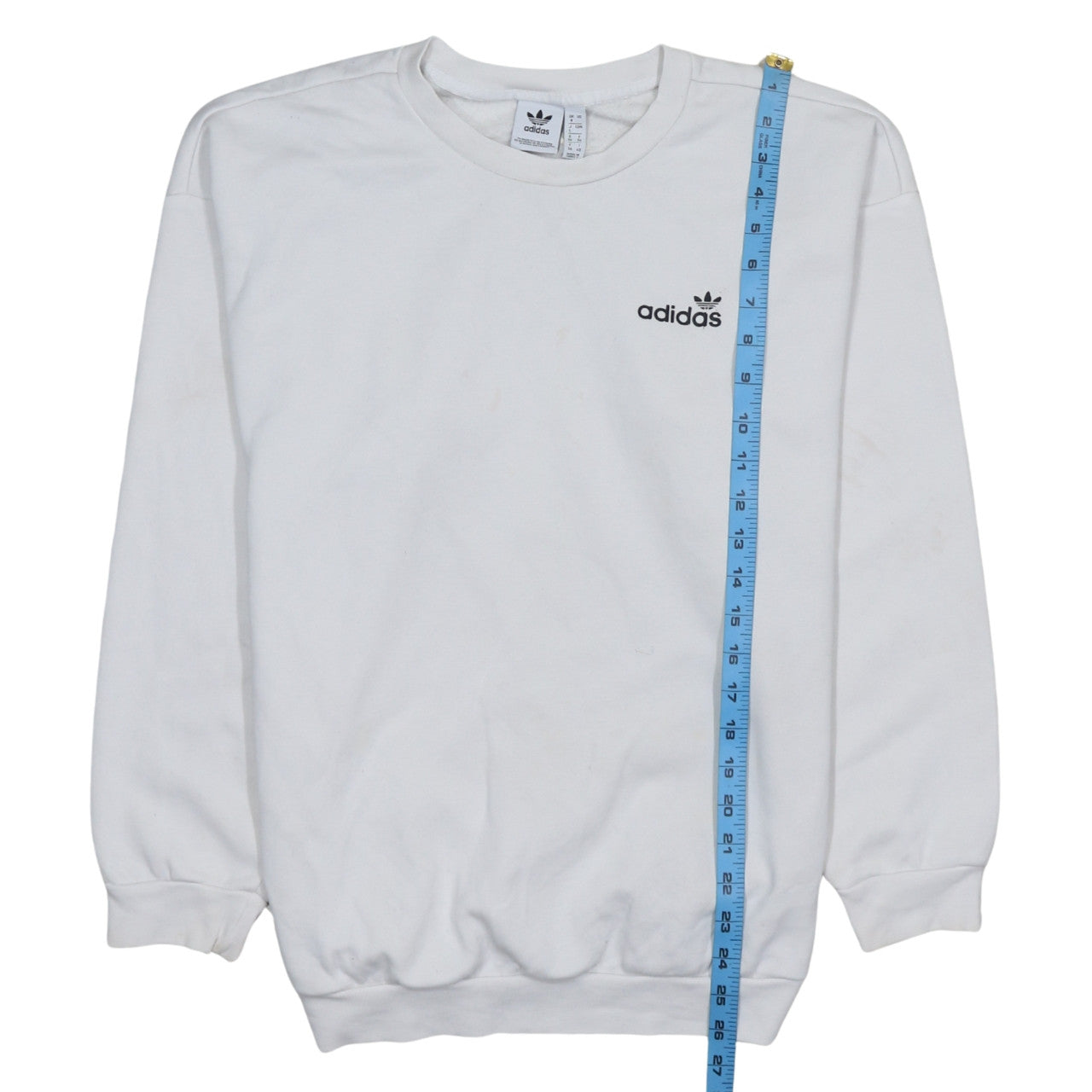 Adidas Women White Crew Neck Long Sleeve Pullover Sweatshirt Size 8