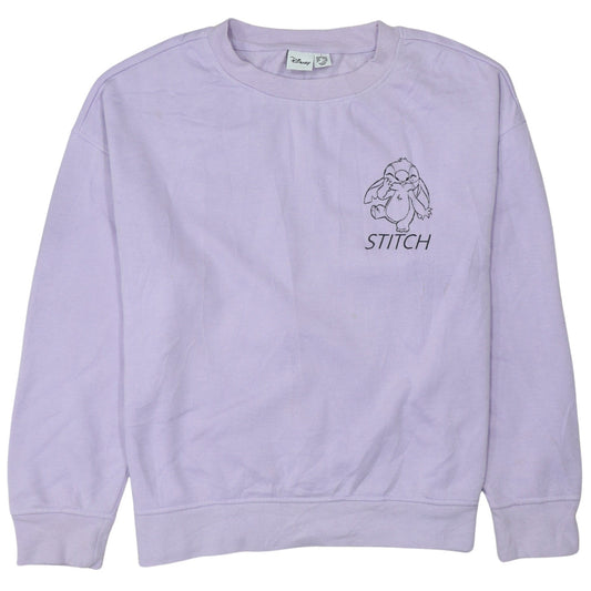 Disney Womens Purple Stitch Sweatshirt Small Pullover Crew Neck