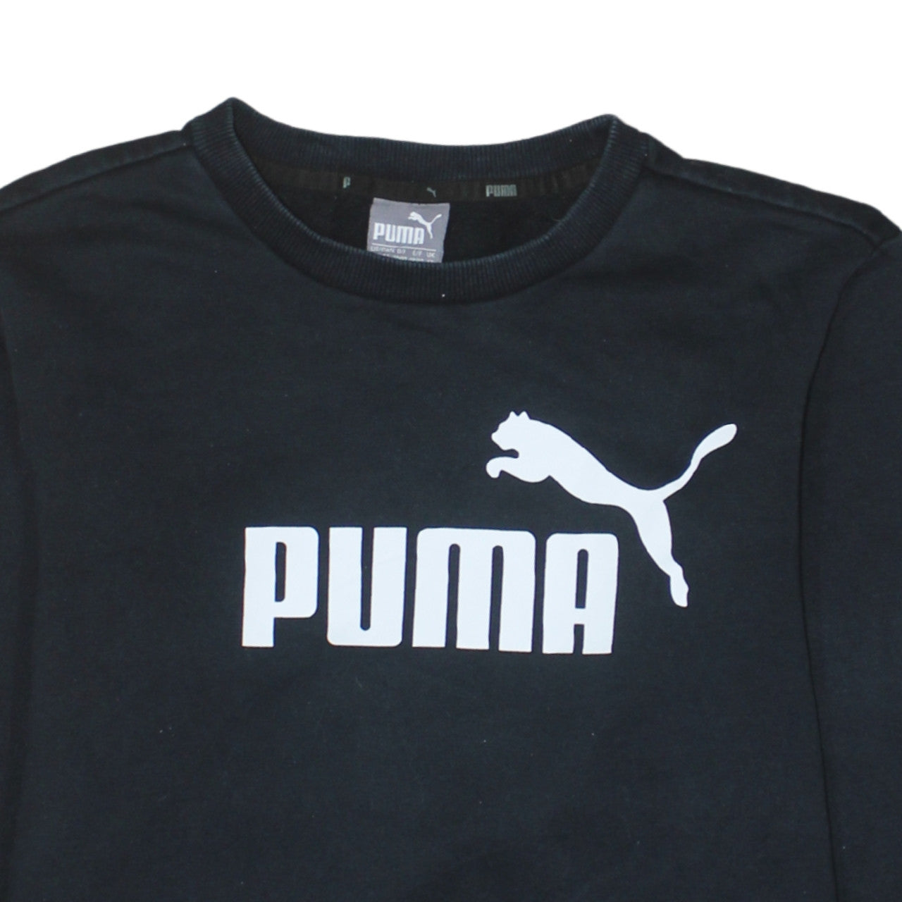 Puma Men's Black XS Crew Neck Logo Pullover Sweatshirt