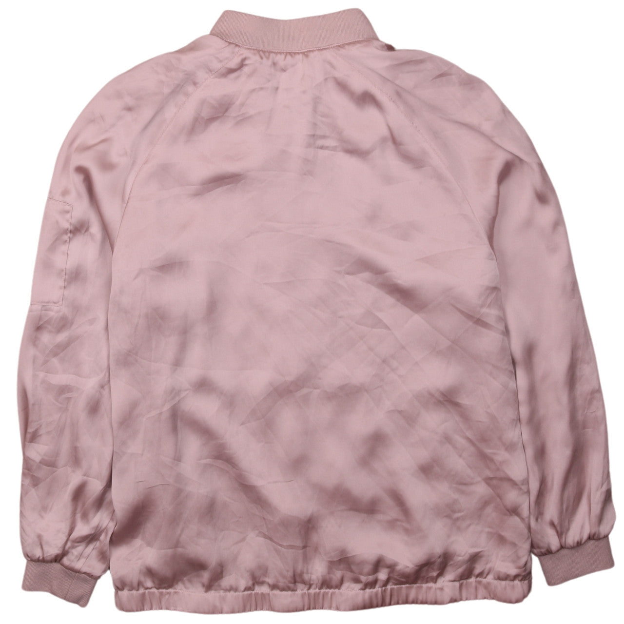 H&M Women Pink Bomber Jacket Size 10 Satin Zip Casual Style
