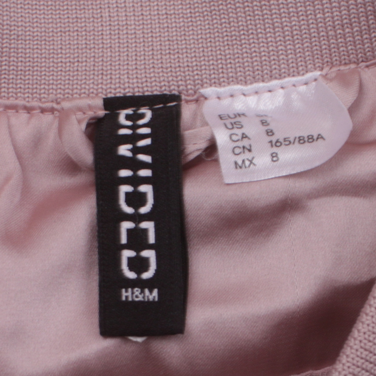 H&M Women Pink Bomber Jacket Size 10 Satin Zip Casual Style