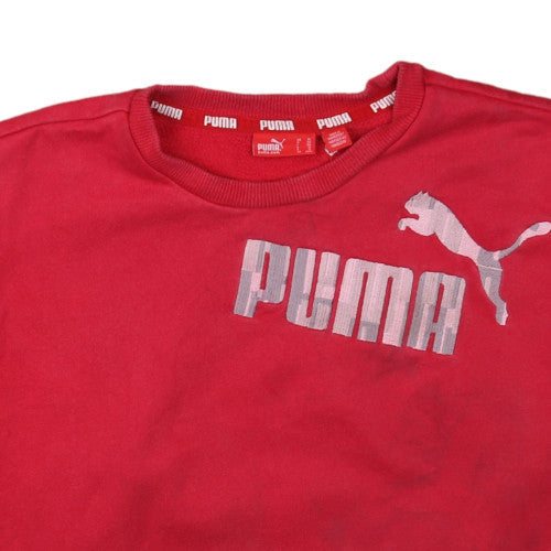 Puma Womens Red Crew Neck Sweatshirt XL Logo Print Casual