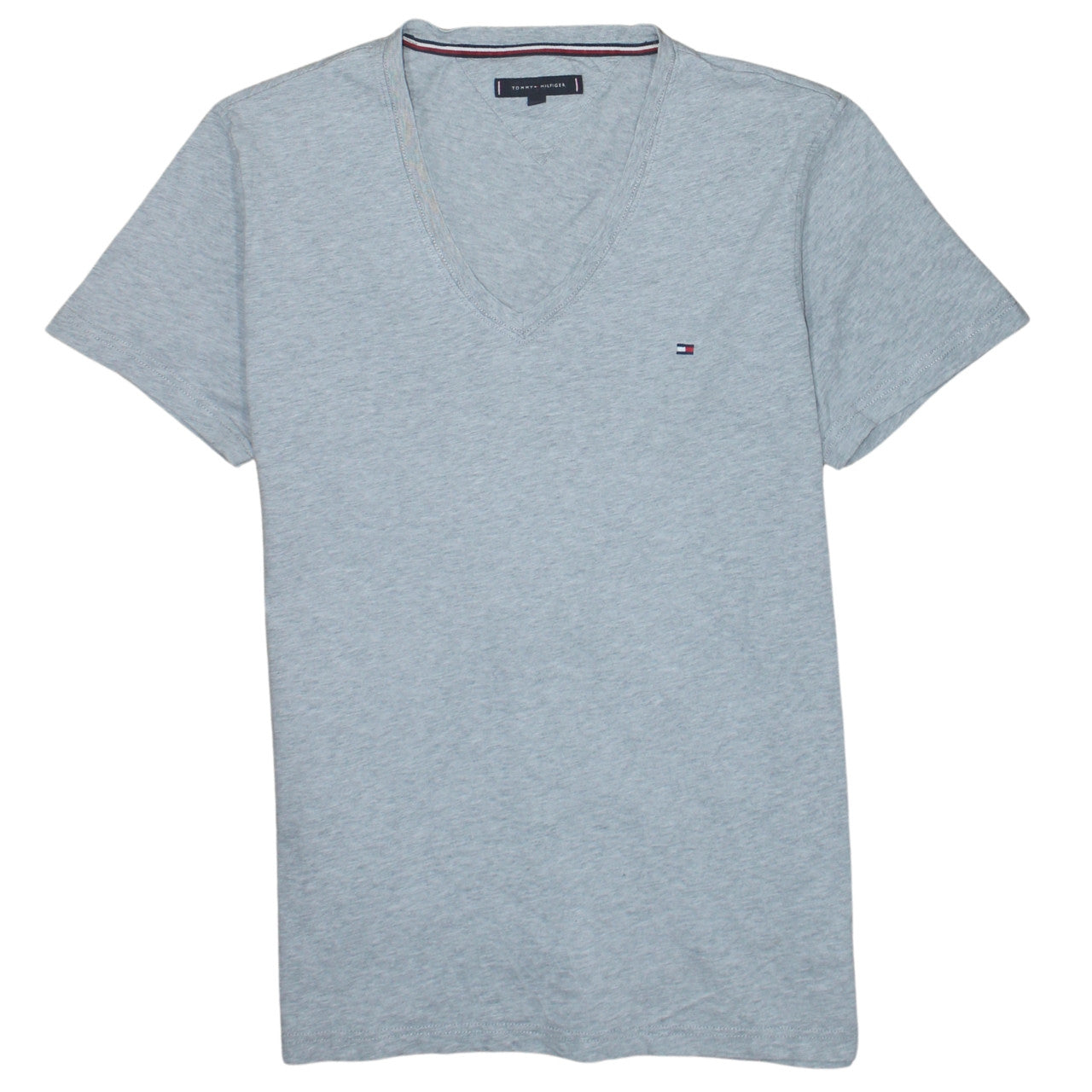 Tommy Hilfiger Men's Grey V-Neck Cotton T-Shirt XL