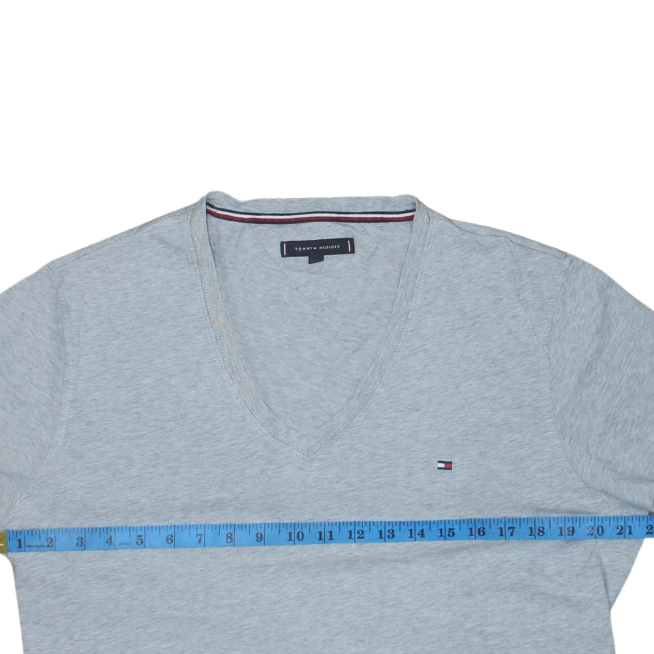 Tommy Hilfiger Men's Grey V-Neck Cotton T-Shirt XL