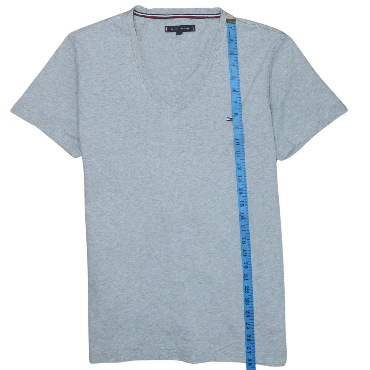 Tommy Hilfiger Men's Grey V-Neck Cotton T-Shirt XL