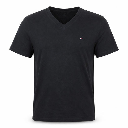 Tommy Hilfiger Men's Black V-Neck Cotton T-Shirt Size L