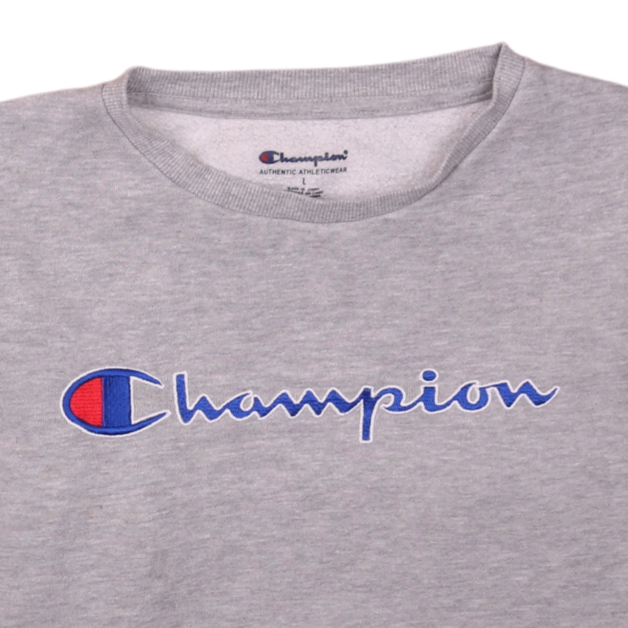 Champion Womens Grey Large Pullover Sweatshirt Crew Neck Logo
