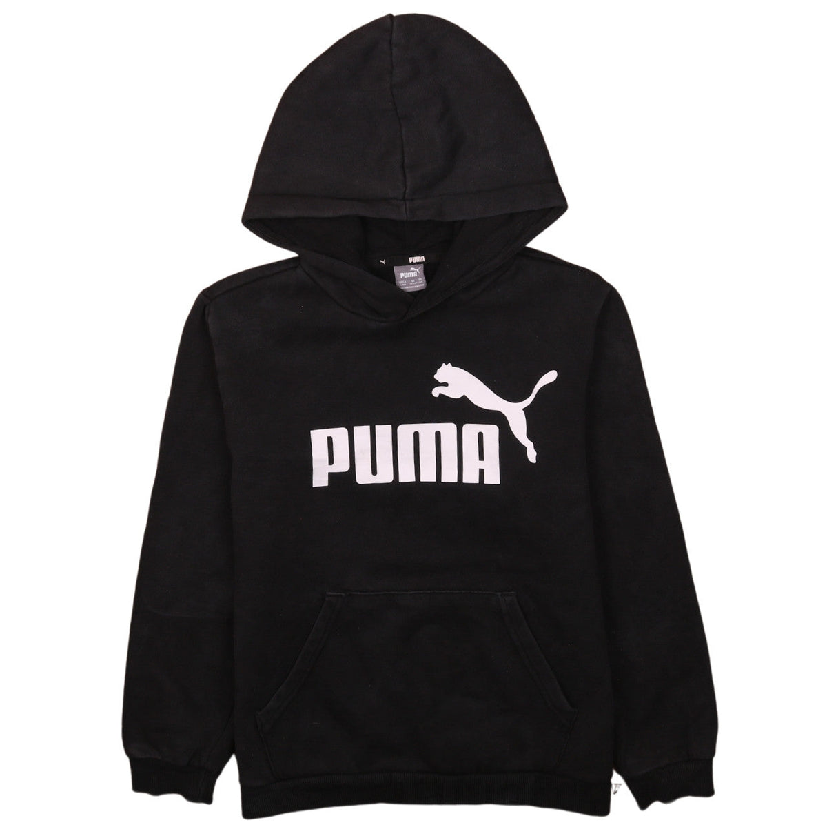 Puma Boys Black Pullover Hoodie 13-14 Years Logo Graphic Cotton Blend