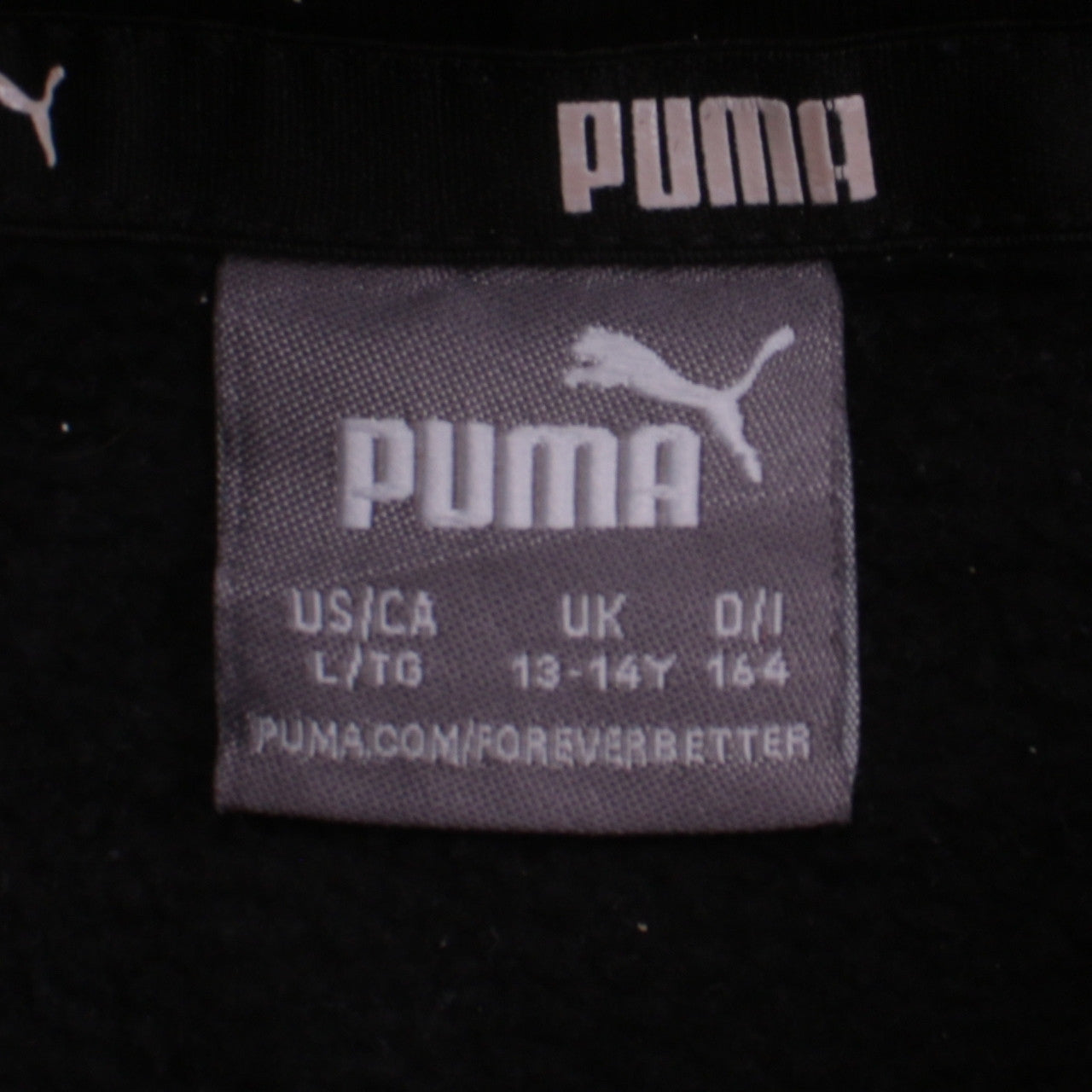 Puma Boys Black Pullover Hoodie 13-14 Years Logo Graphic Cotton Blend