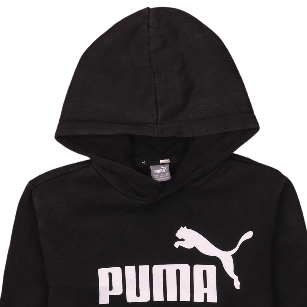 Puma Boys Black Pullover Hoodie 13-14 Years Logo Graphic Cotton Blend