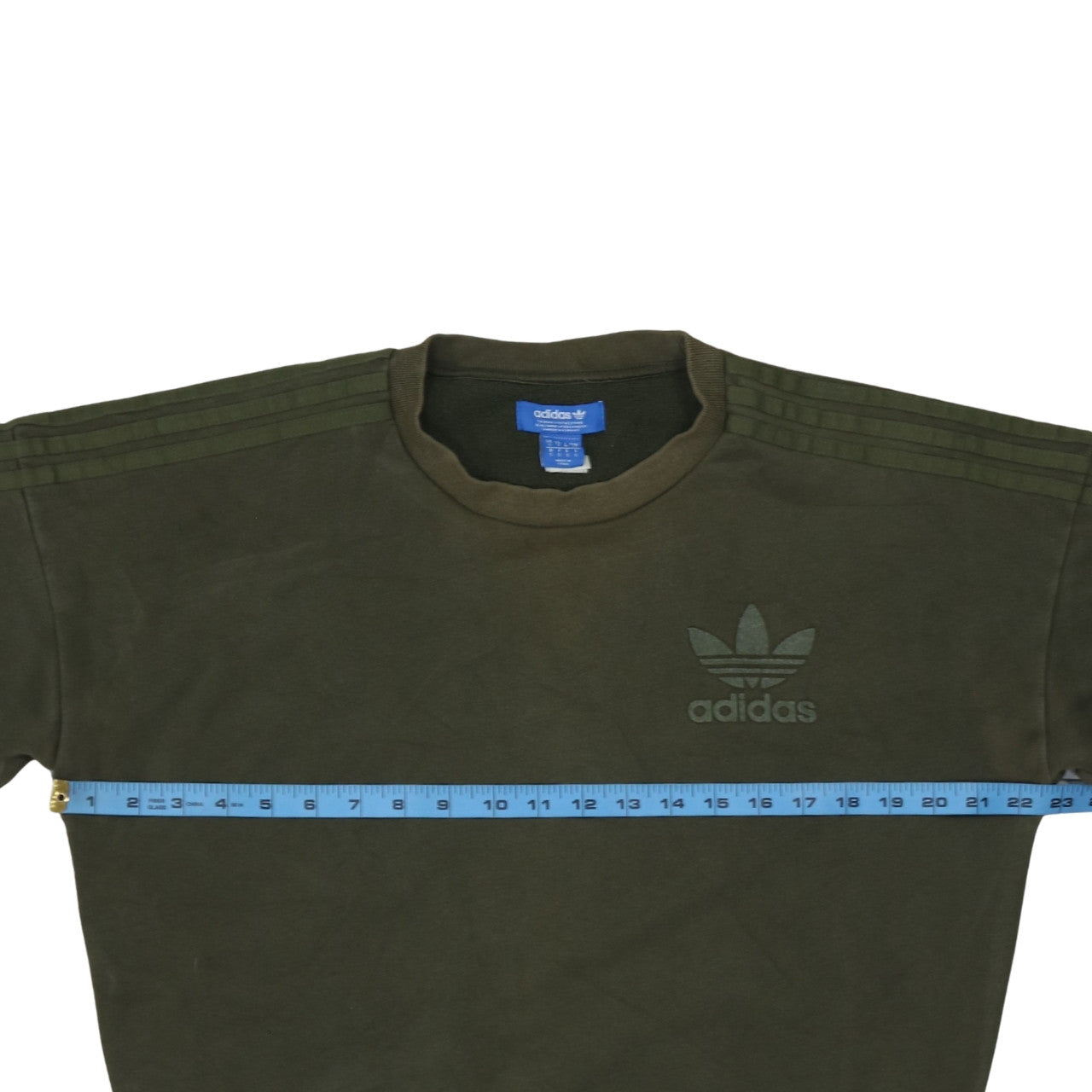 Adidas Mens Green Small Crew Neck Pullover Sweatshirt