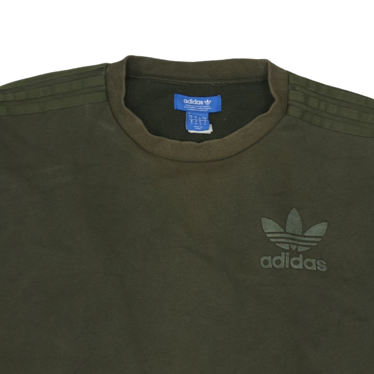 Adidas Mens Green Small Crew Neck Pullover Sweatshirt