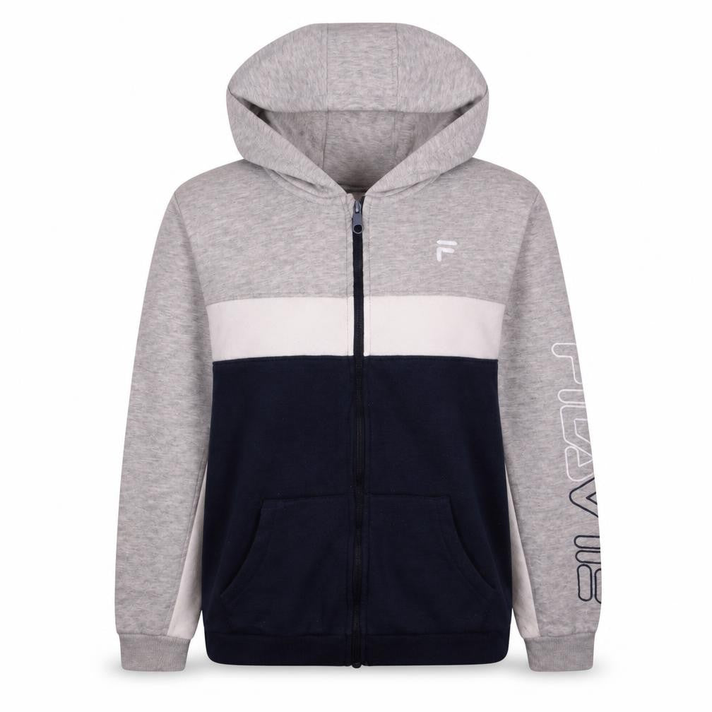 Fila Teens Grey Blue Colourblock Full Zip Hoodie L (14/16)