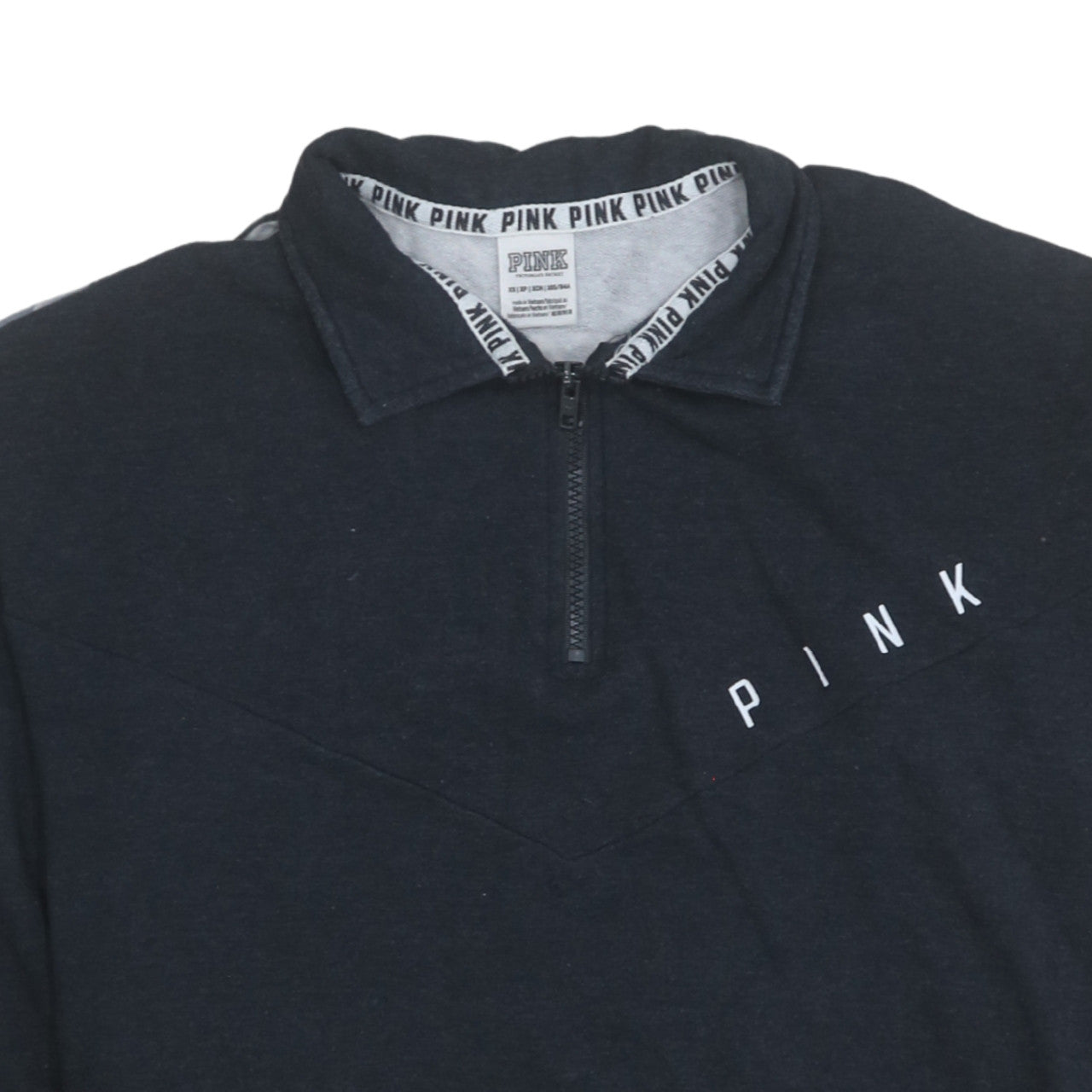 Victoria's Secret PINK Women's Black XS 1/4 Zip Sweatshirt Tropical Print