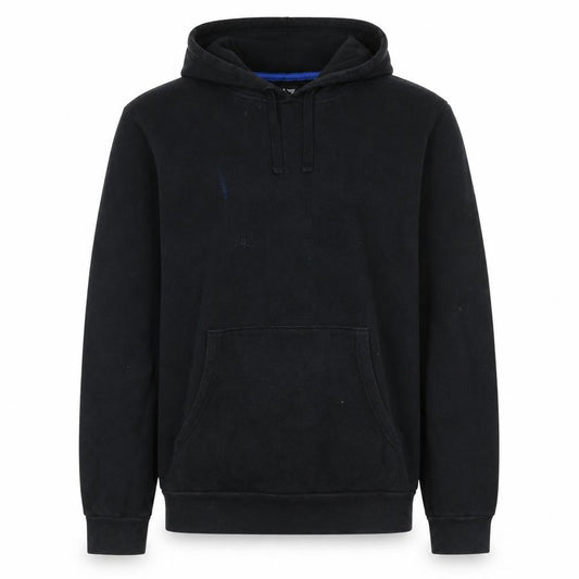 Front view of Emporio Armani EA7 Men's Black Medium Pullover Hoodie Sweatshirt