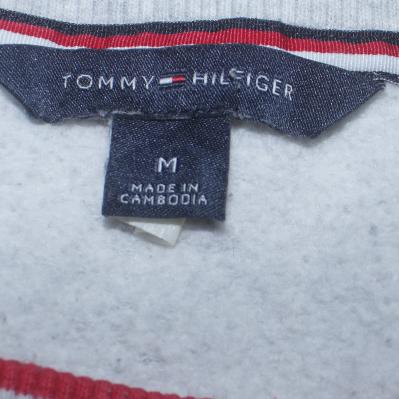 Tommy Hilfiger Men's Grey Navy Logo Crew Neck Sweatshirt M