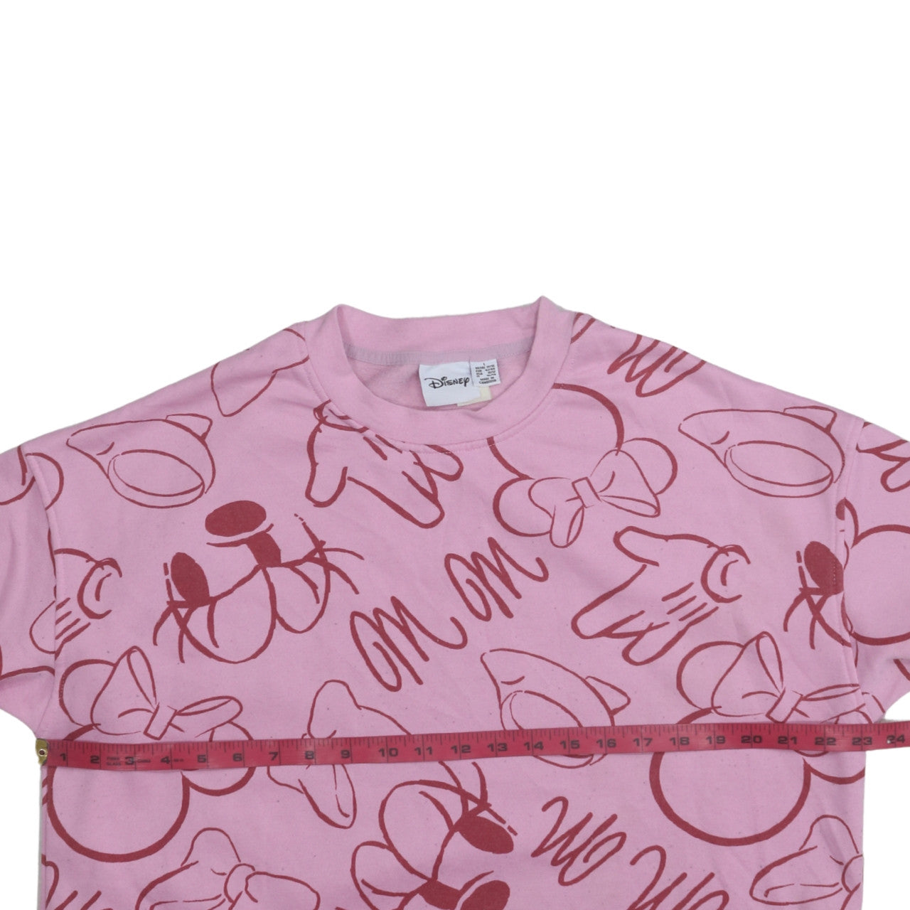 Disney Women Pink Minnie Mouse Print Pullover Sweatshirt L