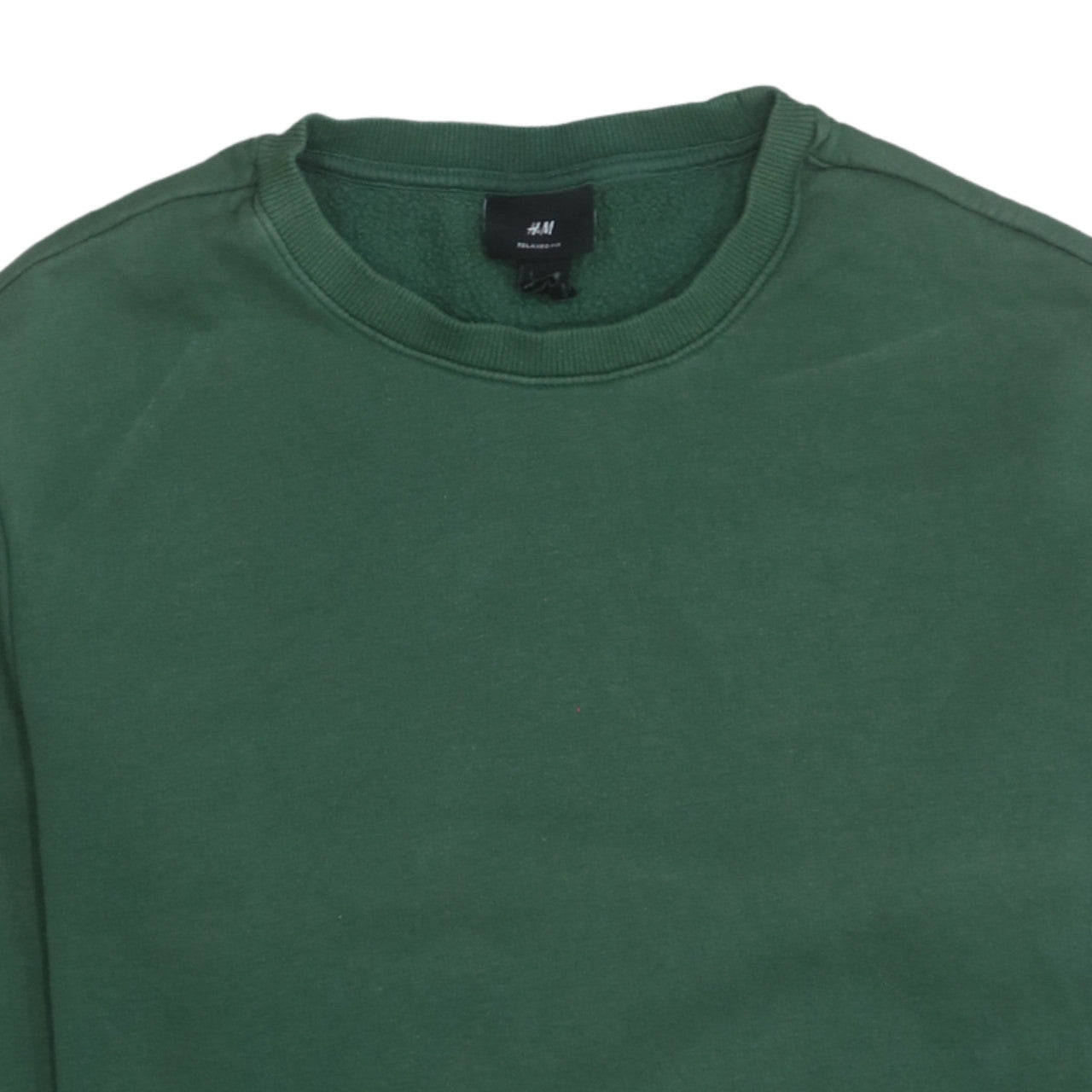 H&M Men's Green Relaxed Fit Cotton Blend Crew Neck Sweatshirt Size M