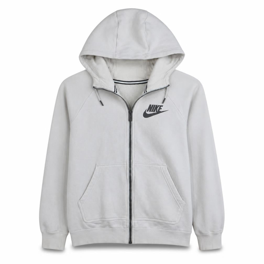 Nike Boys White Full Zip Hoodie Size S Cotton Blend Lined Sweatshirt