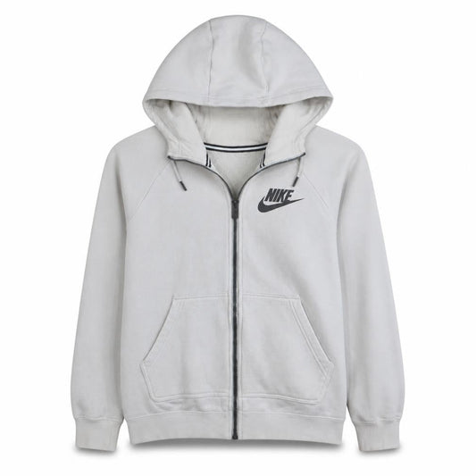 Nike Boys White Full Zip Hoodie Size S Cotton Blend Lined Sweatshirt